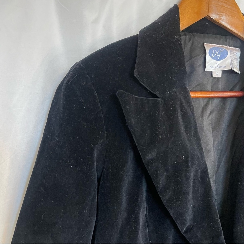 DIANE GILMAN Women’s Velvety Black Blazer Silver Button Sport Coat Jacket Small‎ - Picture 4 of 11